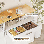Vongrasig Farmhouse Coffee Bar Cabinet, Small Sideboard Buffet with Storage, Modern Kitchen Storage Cabinet with 1 Drawer and 2 Doors for Kitchen, Dining Room