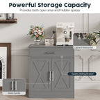 Walsunny Kitchen Buffet Sideboard Cabinet with Adjustable Shelf,Wooden Storage Cabinet with 2 Doors and 1 Drawers,Modern Farmhouse Coffee Bar Cabinet with Storage for Kitchen/Living Room,Grey (7610077905072)