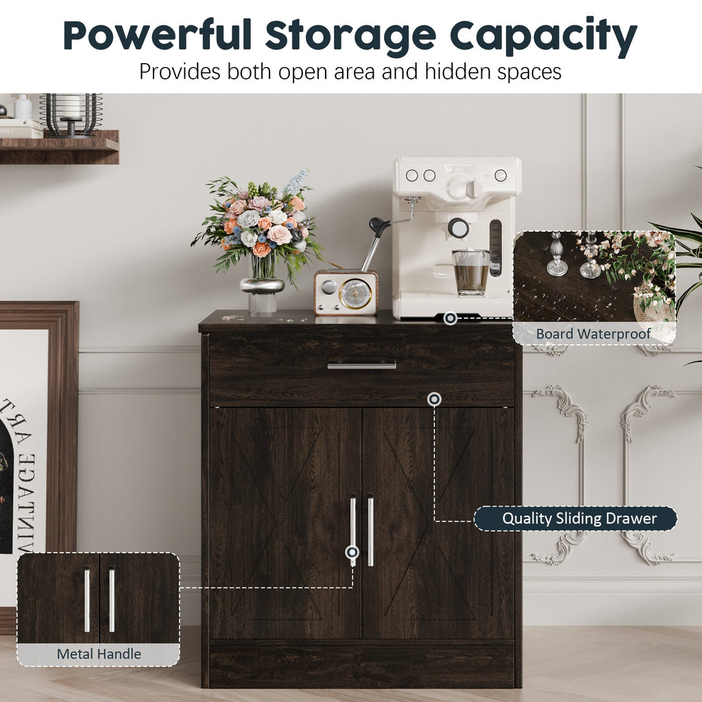 Walsunny Kitchen Buffet Sideboard Cabinet with Adjustable Shelf,Wooden Storage Cabinet with 2 Doors and 1 Drawers,Modern Farmhouse Coffee Bar Cabinet with Storage for Kitchen/Living Room,Grey (7610077905072)