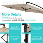 Walsunny Patio Offset Umbrella Easy Tilt Adjustment,Crank and Cross Base, Outdoor Cantilever Hanging Umbrella with 8 Ribs (7504185786544)