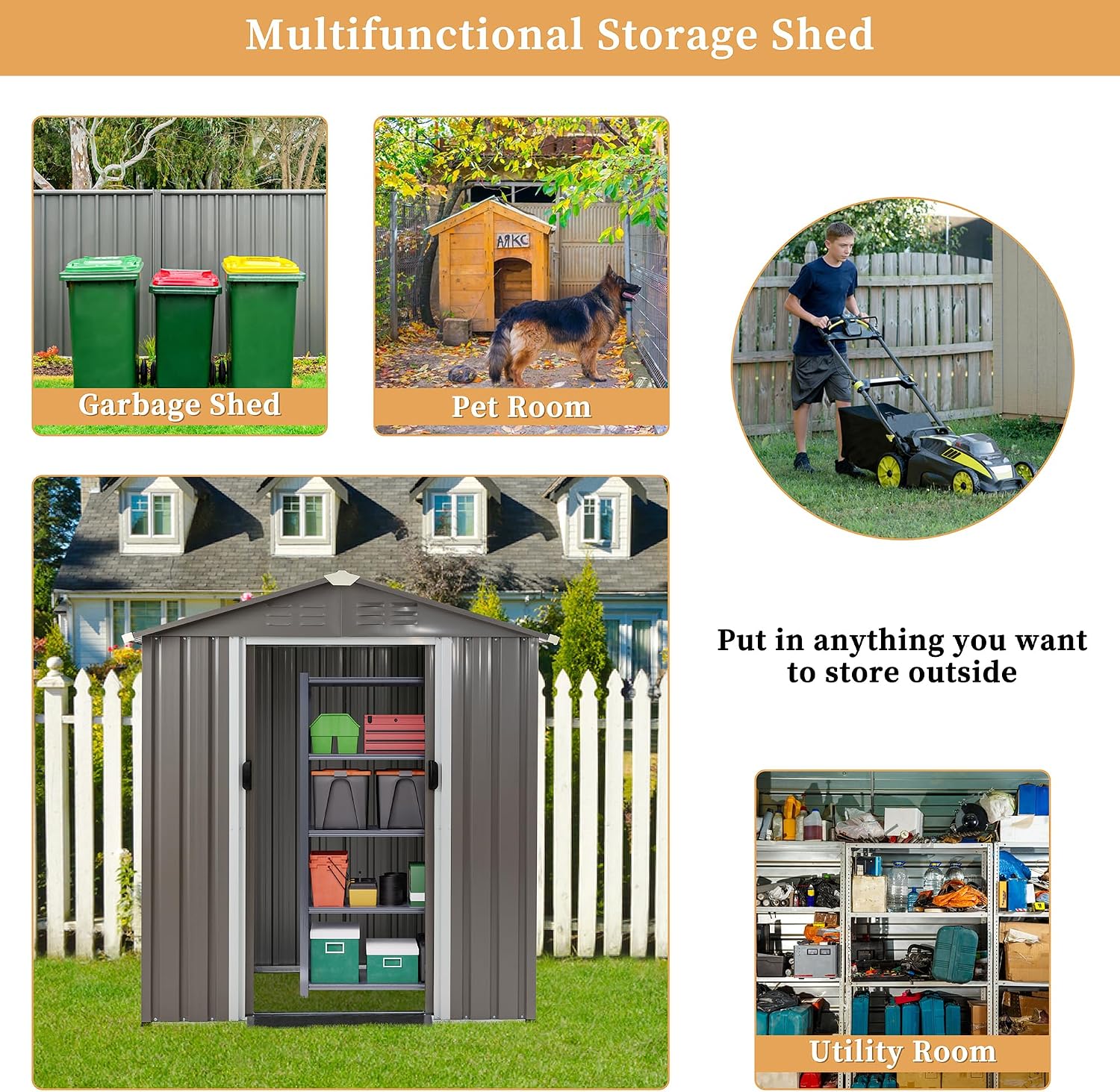 Vongrasig 6x4 FT Outdoor Storage Shed, Metal Graden Shed with Window and Lockable Door, All-Weather Tool Shed for Backyard Garden Patio Lawn