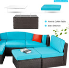 Vongrasig Patio Furniture Sets, Outdoor Patio Set Sectional Sofa, All-Weather PE Rattan Outdoor Couch with Ottoman, Glass Table for Garden, Backyard, Porch