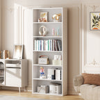 Vongrasig 6-Tier Open Bookcase and Bookshelf, Floor Standing Wood Display Storage Shelves 71 Inch Tall Bookcase Home Decor Furniture for Home Office, Living Room, Bed Room