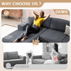 Vongrasig 105" Boneless Couches for Living Room, Sectional Couches Modular Sofa with L-Shaped Chaise, Memory Foam Comfy Cloud Couch with Plush Corduroy Fabric, No Assembly Required