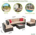 Walsunny 6 Pieces Outdoor Sectional Sofa Set