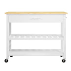 Walsunny 40¡®¡¯ Kitchen Island Storage & Bar Cart with Solid Wood Top#color_white (7278481473712)