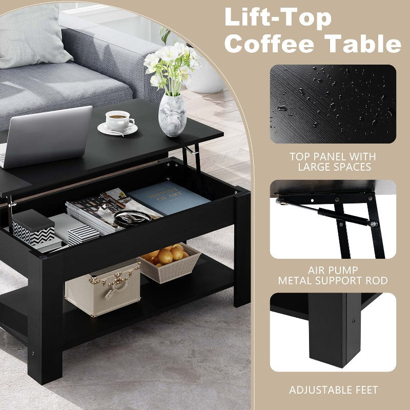 Walsunny Livingroom Lift Top Coffee Table #color_black