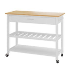 Walsunny 40¡®¡¯ Kitchen Island Storage & Bar Cart with Solid Wood Top#color_white (7278481473712)