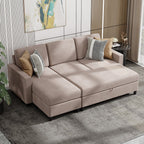 Walsunny Sectional Sofa With Long Storage Ottoman For Small Apartment#color_khaki (7136755155120)