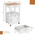 Walsunny Rolling Kitchen Island With Solid Wood Top #color_white