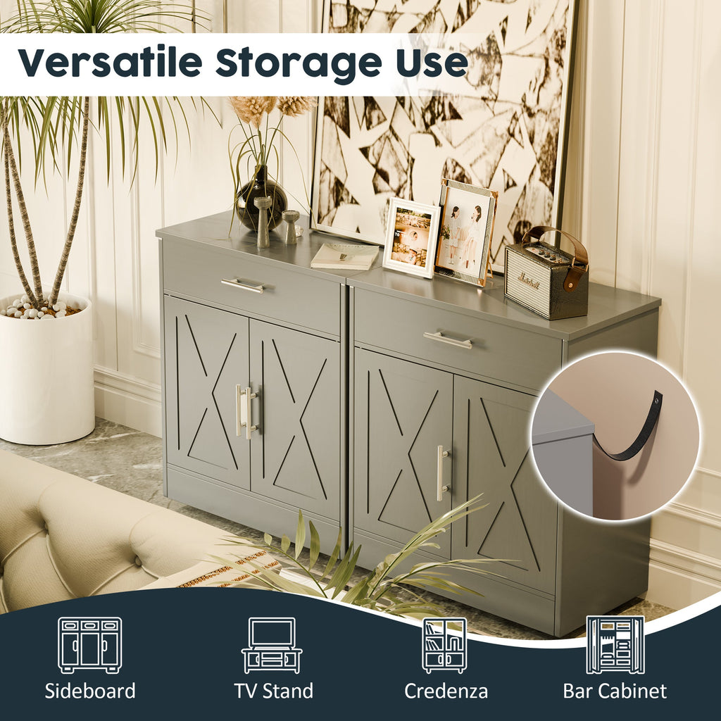 Walsunny Kitchen Buffet Sideboard Cabinet with Adjustable Shelf,Wooden Storage Cabinet with 2 Doors and 1 Drawers,Modern Farmhouse Coffee Bar Cabinet with Storage for Kitchen/Living Room,Grey (7610077905072)