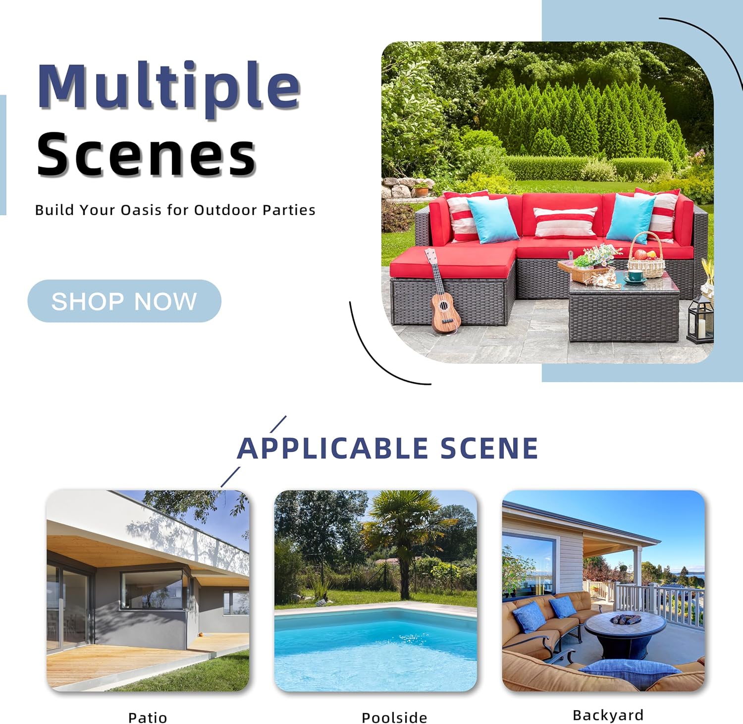 Vongrasig Patio Furniture Sets, Outdoor Patio Set Sectional Sofa, All-Weather PE Rattan Outdoor Couch with Ottoman, Glass Table for Garden, Backyard, Porch