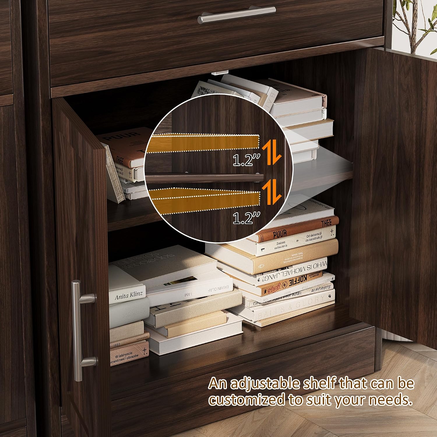 Vongrasig Farmhouse Coffee Bar Cabinet, Small Sideboard Buffet with Storage, Modern Kitchen Storage Cabinet with 1 Drawer and 2 Doors for Kitchen, Dining Room
