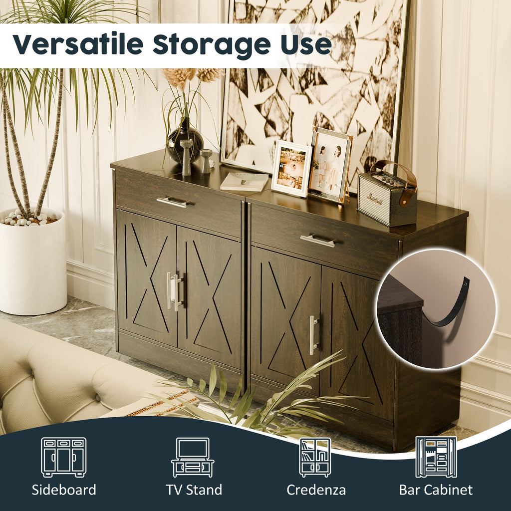 Walsunny Kitchen Buffet Sideboard Cabinet with Adjustable Shelf,Wooden Storage Cabinet with 2 Doors and 1 Drawers,Modern Farmhouse Coffee Bar Cabinet with Storage for Kitchen/Living Room,Grey (7610077905072)