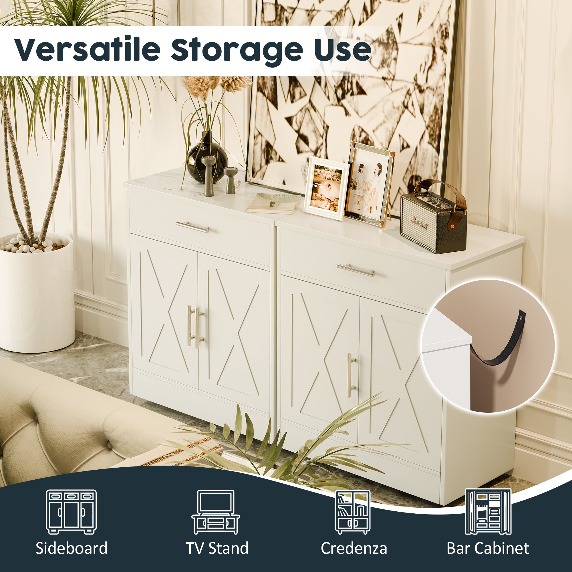 Walsunny Kitchen Buffet Sideboard Cabinet with Adjustable Shelf,Wooden Storage Cabinet with 2 Doors and 1 Drawers,Modern Farmhouse Coffee Bar Cabinet with Storage for Kitchen/Living Room,Grey (7610077905072)