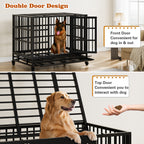 Vongrasig 38 Inch Heavy Duty Indestructible Dog Crate, Escape Proof Dog Cage Kennel with Lockable Wheels,High Anxiety Double Door Dog Cage,Extra Large XL XXL Crate Indoor for Large Dogs