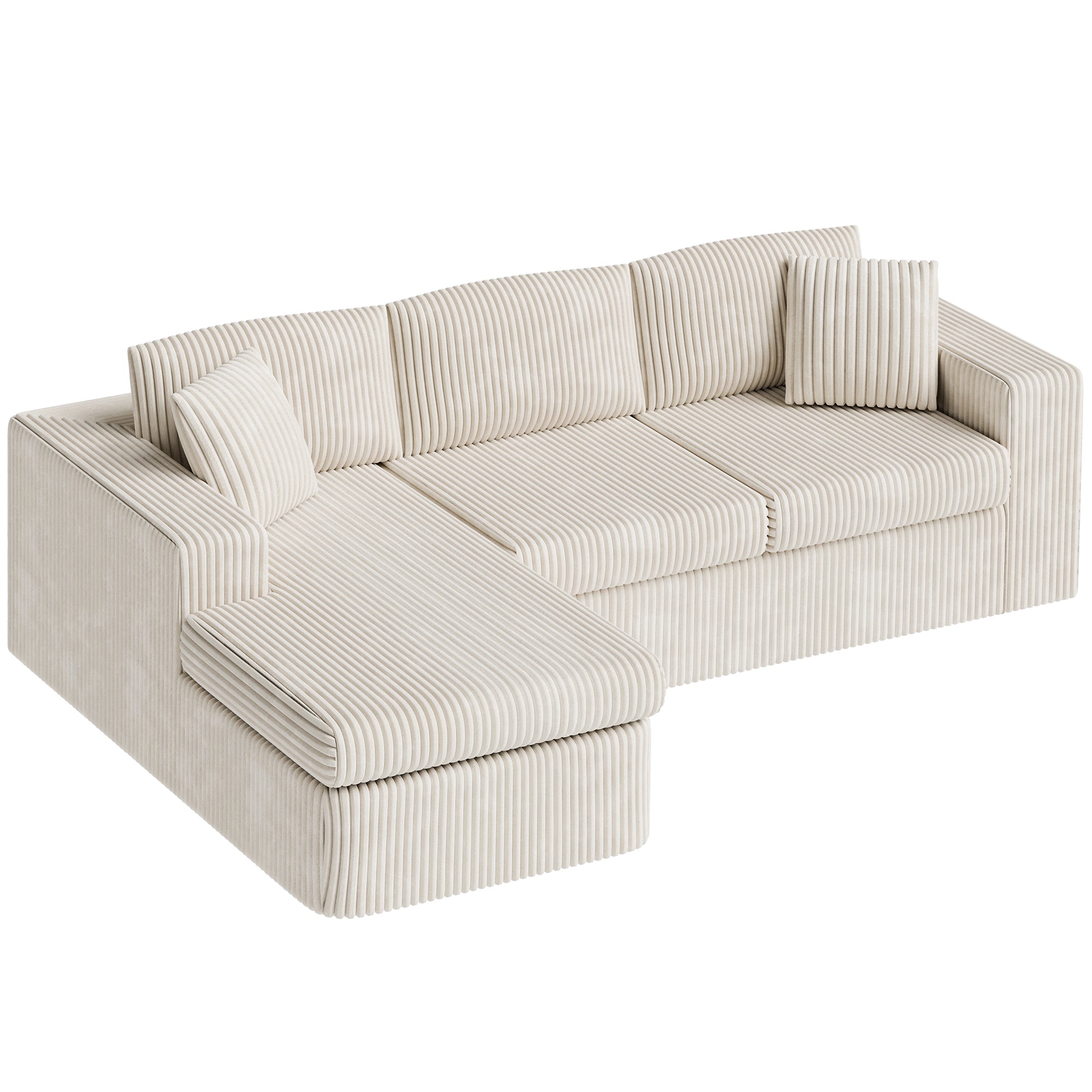 Vongrasig 105" Boneless Couches for Living Room, Sectional Couches Modular Sofa with L-Shaped Chaise, Memory Foam Comfy Cloud Couch with Plush Corduroy Fabric, No Assembly Required