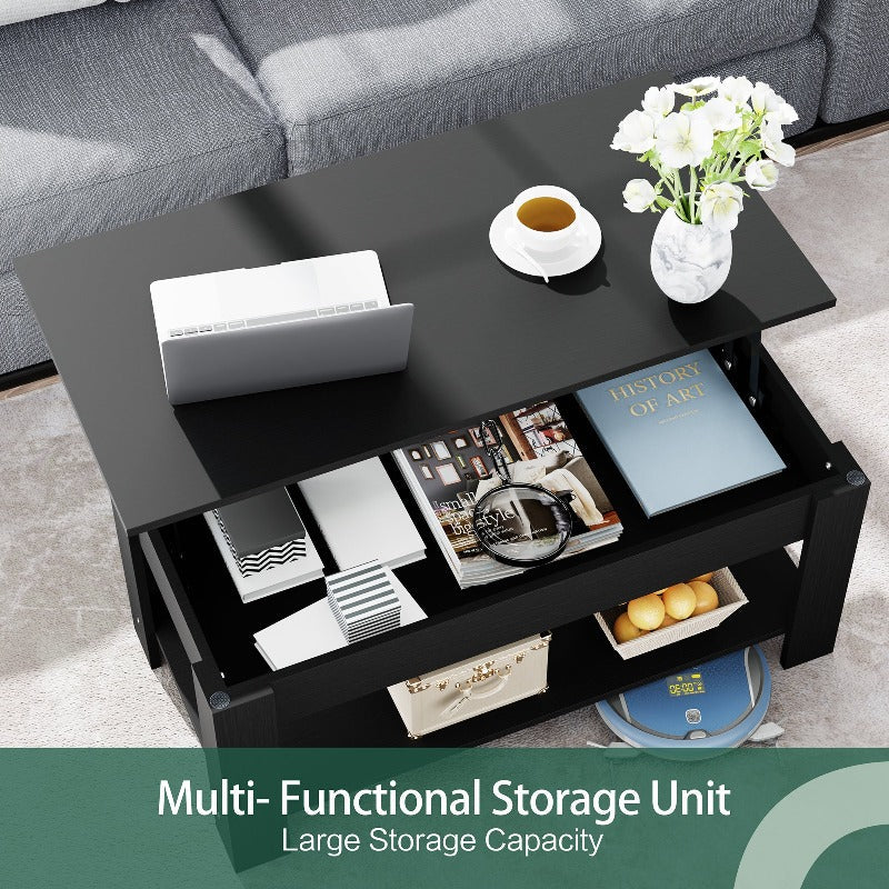 Walsunny Livingroom Lift Top Coffee Table #color_black