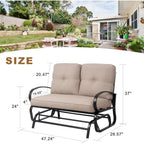 Walsunny 2-Seat Outdoor Rocking Loveseat With Fabric Cushions##color_beige