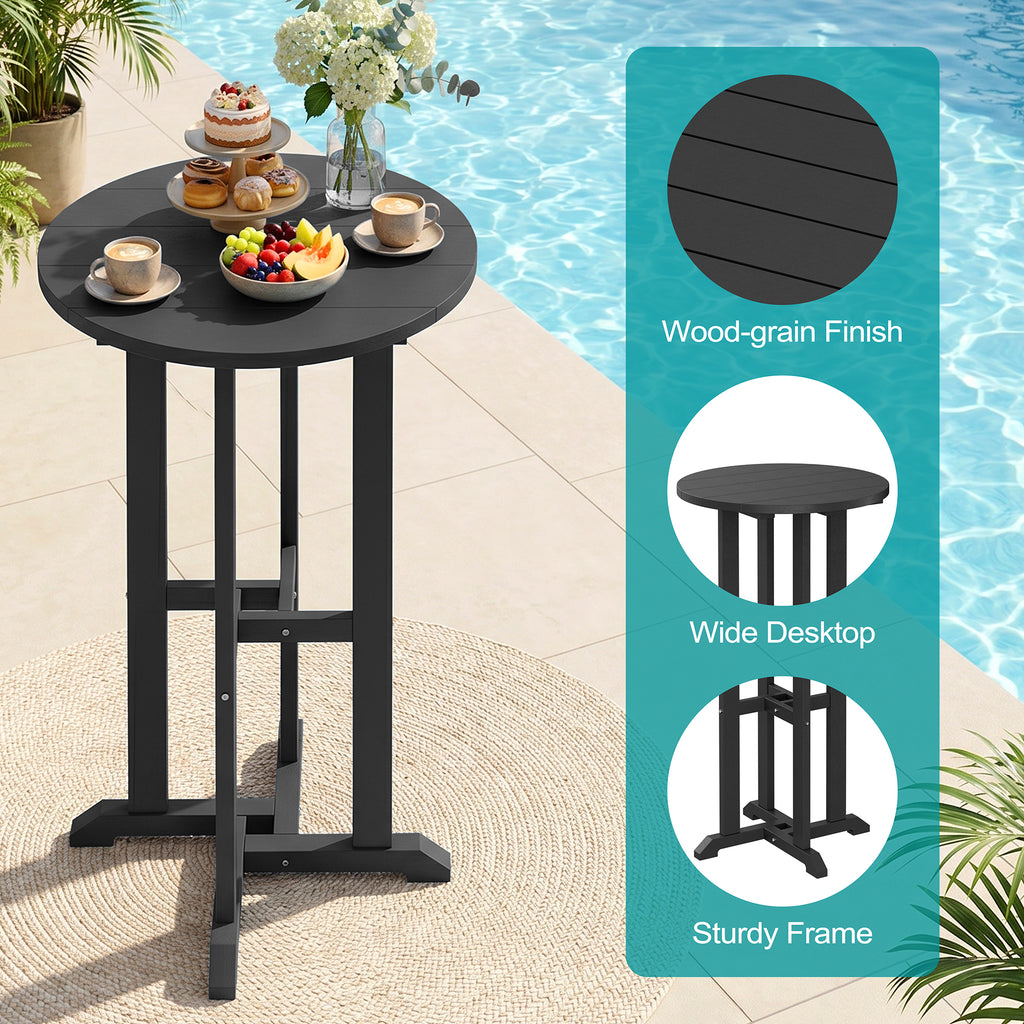 Vongrasig 3 Piece Patio Bar Set, All Weather HDPE High Bistro Stools Chair Set of 2 and Round Pub Bar Table, Outdoor High Top Patio Set for Lawn Garden, Balcony