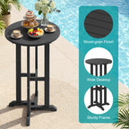 Vongrasig 3 Piece Patio Bar Set, All Weather HDPE High Bistro Stools Chair Set of 2 and Round Pub Bar Table, Outdoor High Top Patio Set for Lawn Garden, Balcony