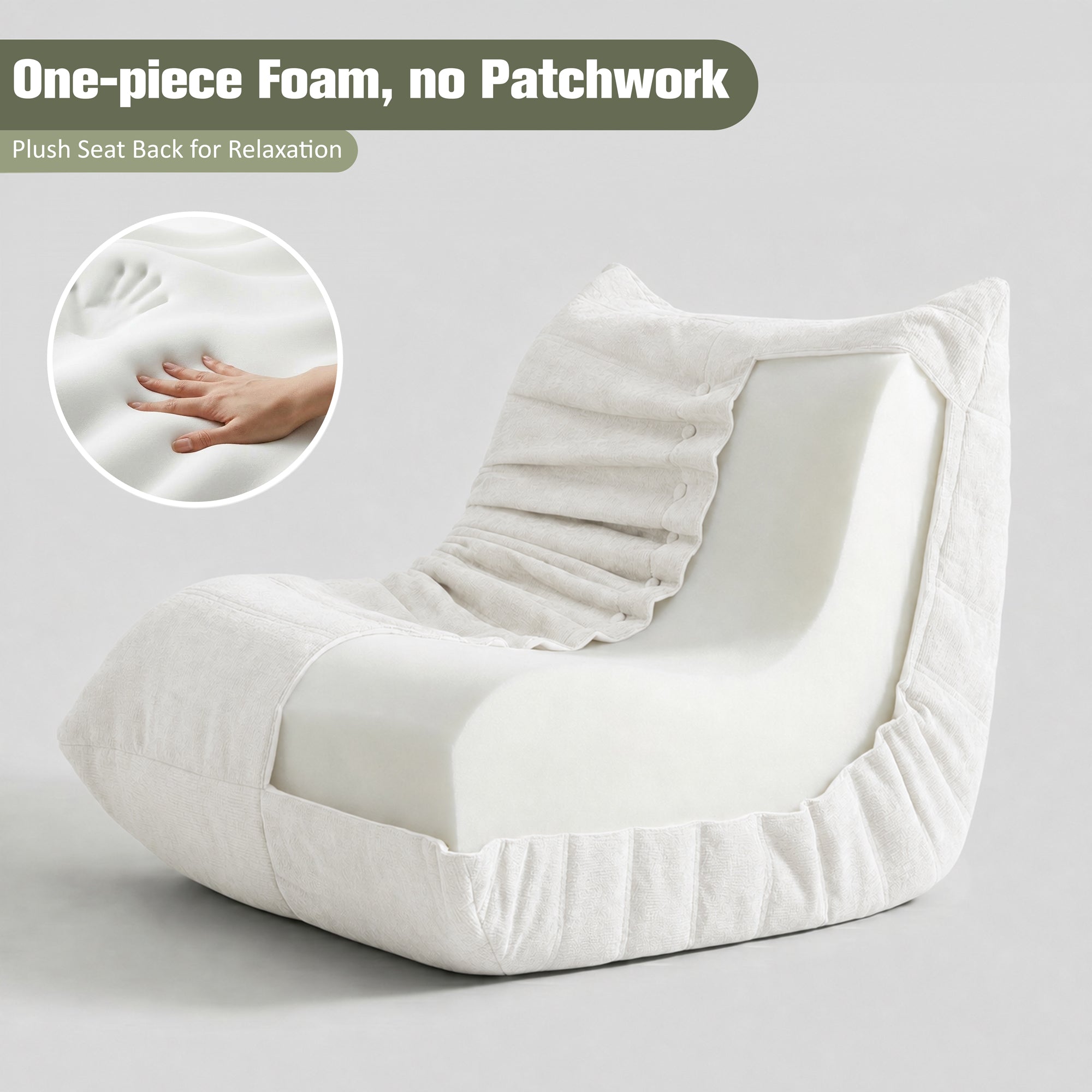 Vongrasig Bean Bag Chair for Adults, Line Fabric Lazy Sofa Couch, Memory Foam Filled Bean Bag Lounge Chair Perfect for Living Room, Bedroom and Office