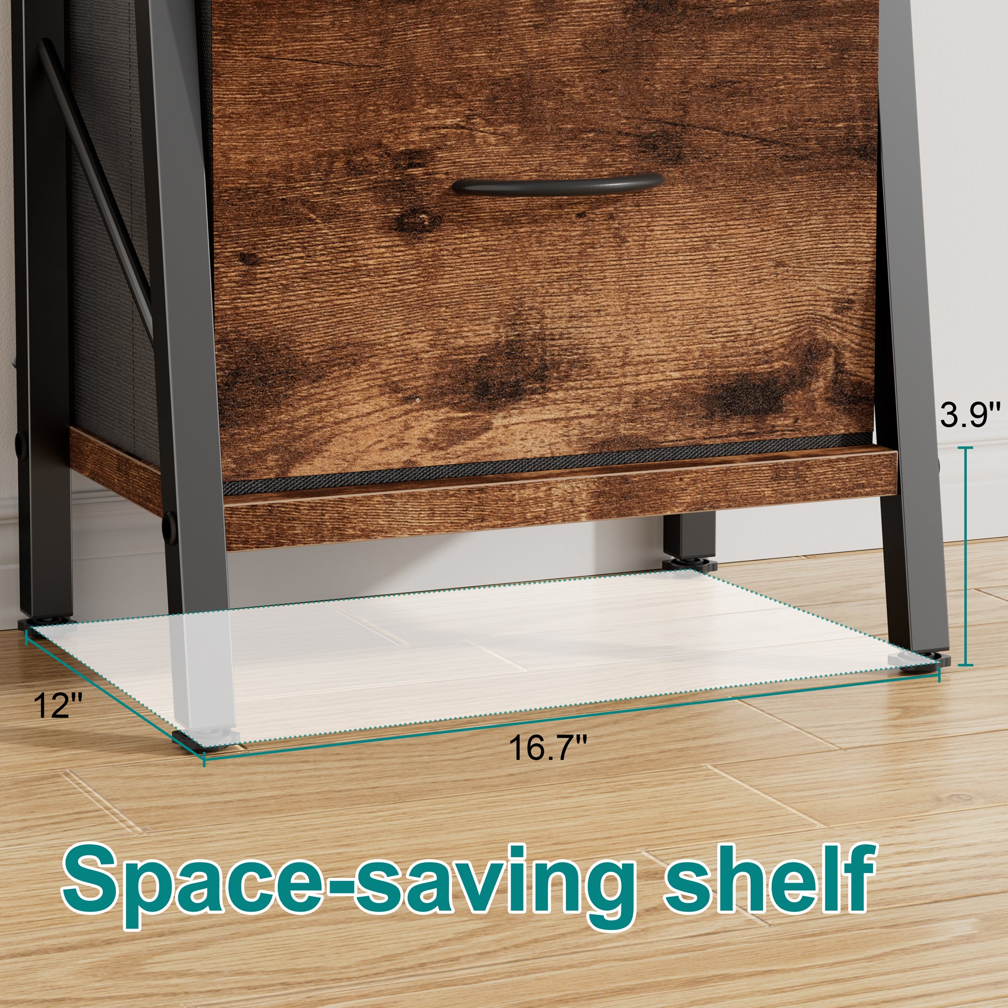 Vongrasig 5 Tier Bookshelf with Drawer, Industrial Tall Narrow Bookcase, Display Shelf Modern Wood and Metal Bookshelves, Free Standing Storage Organizer for Office, Living Room