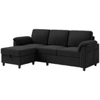 Vongrasig 79" Convertible Sectional Couches Sofa with Storage Ottoman, 3 Seat L Shaped Couch with Side Storage Pockage, Small Couches for Living Room, Apartment and Small Space