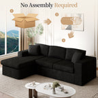Vongrasig 105" Boneless Couches for Living Room, Sectional Couches Modular Sofa with L-Shaped Chaise, Memory Foam Comfy Cloud Couch with Plush Corduroy Fabric, No Assembly Required, Black