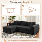 Vongrasig 103" Boneless Sectional Couches for Living Room, L-Shaped Chaise Modular Cloud Couch with Cup Holders on Armrests, Plush Corduroy Comfy Sofa with Memory Foam, No Assembly Required