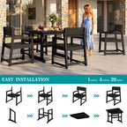 Vongrasig 5 Pieces Patio Dining Set, All Weather Outdoor HDPE Dining Furniture Set with Table and Chairs for 4, Garden Patio Furniture Set for Lawn, Backyard, Poolside, Black