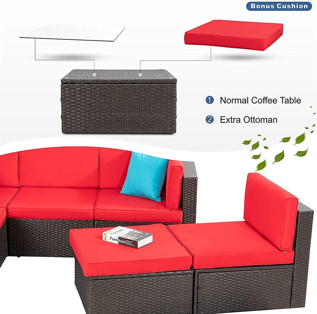 Walsunny 6 Pieces Outdoor Sectional Sofa Set
