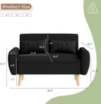 Vongrasig 48" Small Modern Loveseat Sofa, Mid Century Soft Corduroy Fabric 3-Seat Sofa Couch Tufted with Back Cushions and Tapered Legs for Living Room, Bedroom and Small Space