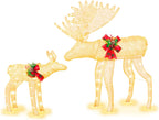 Walsunny  2-Piece Reindeer Christmas Decoration, 4FT Moose Family Outdoor Holiday Christmas Decor, Pre-Lit 170 LED Lights Deer