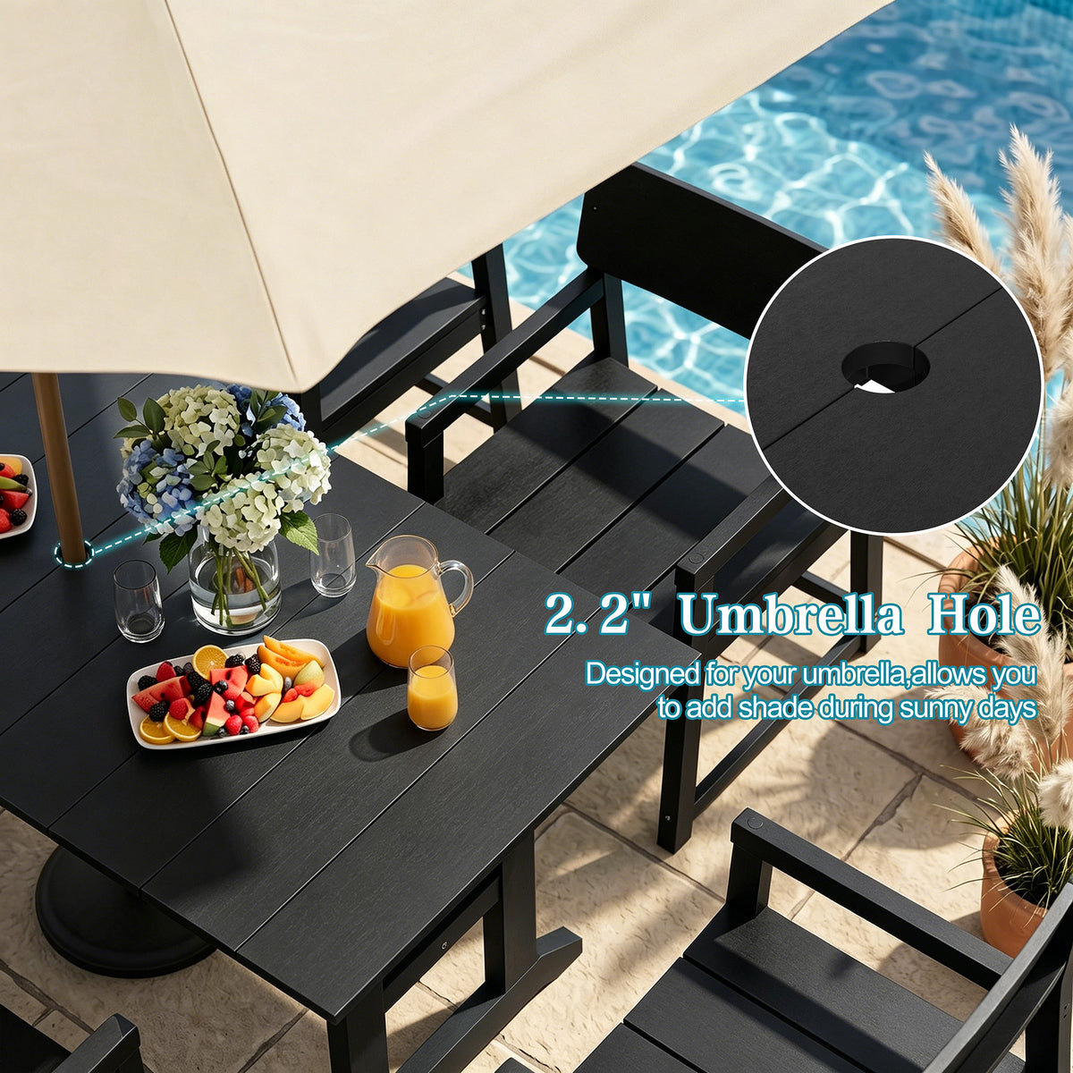 Vongrasig 5 Pieces Patio Dining Set, All Weather Outdoor HDPE Dining Furniture Set with Table and Chairs for 4, Garden Patio Furniture Set for Lawn, Backyard, Poolside