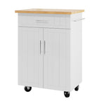 Walsunny 26 Rolling Kitchen Island with Solid Wood Top#color_white