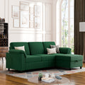 Vongrasig Convertible Sectional Sofa Couch, 3 Seat L Shaped Sofa with Removable Pillows Soft Corduroy Fabric Small Couch Mid Century for Living Room, Apartment and Office, Green