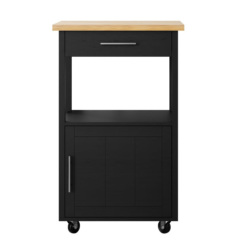 Walsunny Rolling Kitchen Island With Solid Wood Top #color_black