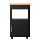 Walsunny Rolling Kitchen Island With Solid Wood Top #color_black