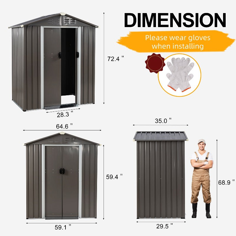 Walsunny Outdoor Steel Storage Shed, Metal Garden Shed 