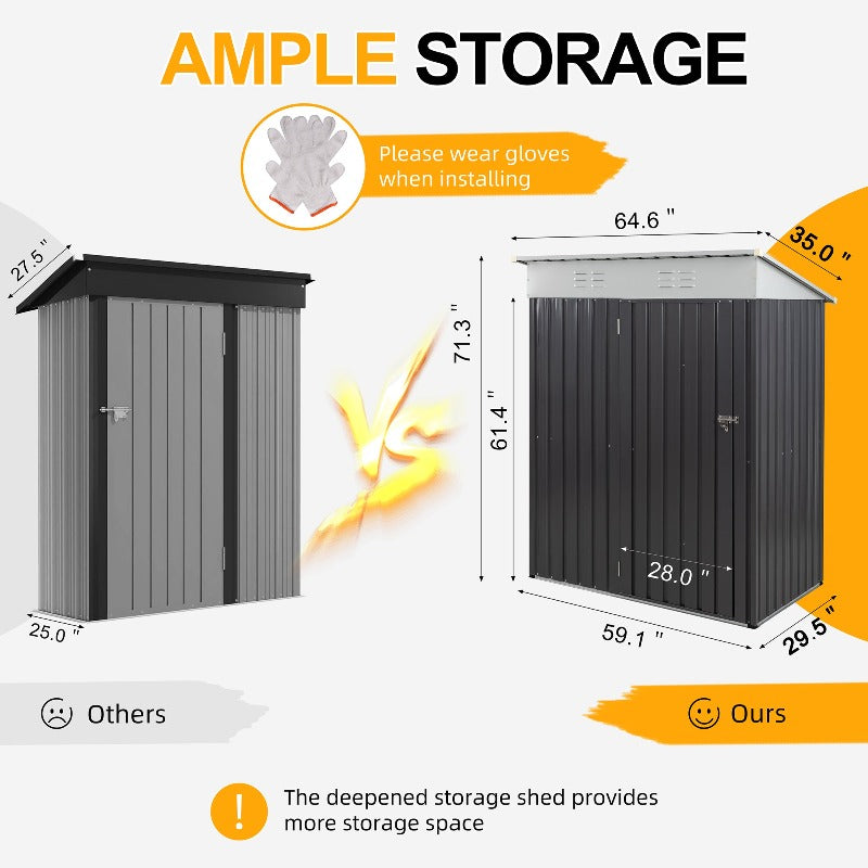 Walsunny Outdoor Steel Storage Shed, Metal Garden Shed 