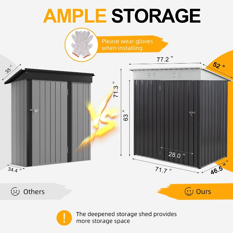 Walsunny Outdoor Steel Storage Shed, Metal Garden Shed 
