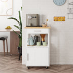 Walsunny Rolling Kitchen Island With Solid Wood Top #color_white