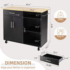 Walsunny 42¡®¡¯ Kitchen Island Cart Storage with Solid Wood Top#color_black