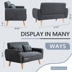 Livingroom sofa set Walsunny 2-seat 47'' Small Modern Love Seat Sofa#color_dark-grey