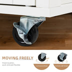 Walsunny 26 Rolling Kitchen Island with Solid Wood Top#color_white