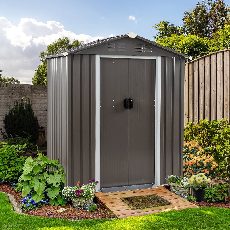 Walsunny Outdoor Steel Storage Shed, Metal Garden Shed 