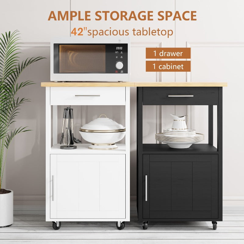 Walsunny Rolling Kitchen Island With Solid Wood Top #color_black