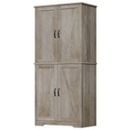 Vongrasig Kitchen Pantry Storage Cabinet with Barn Doors, Drawer and Adjustable Shelves, 6-Tier Tall Rustic Wood Cupboard Locker for Kitchen, Dining Room, Living Room, Bathroom