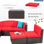 Vongrasig Patio Furniture Sets, Outdoor Patio Set Sectional Sofa, All-Weather PE Rattan Outdoor Couch with Ottoman, Glass Table for Garden, Backyard, Porch